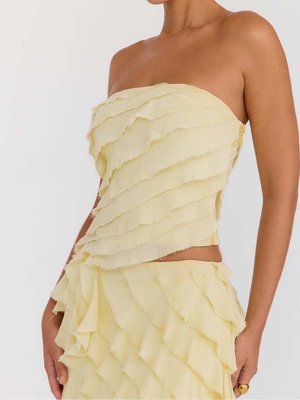 Mistress Rocks Vanilla Strapless Ruffle Top - Picture 8 of 11